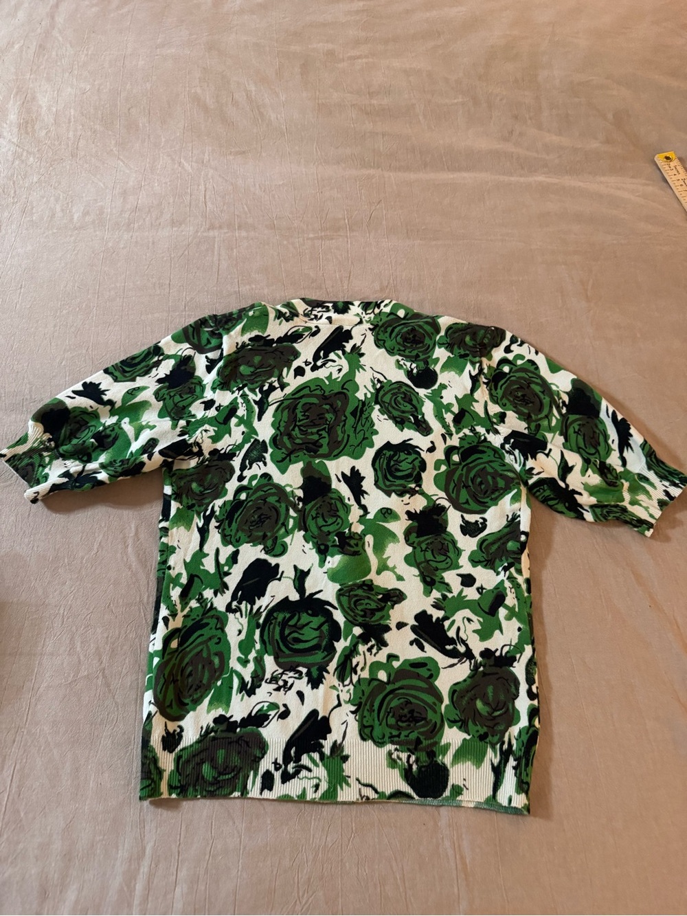 Harolds Green Rose Print 3 Button Cardigan Size XS Cotton Blend with Stretch - Picture 8 of 9